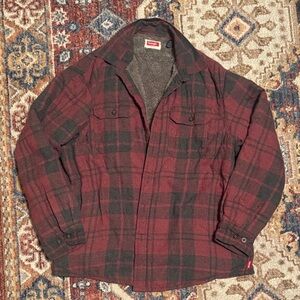 Wrangler Burgundy and Black Plaid Shirt Jacket